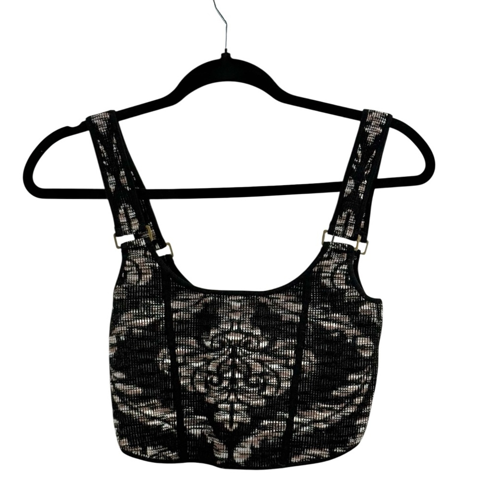Anthropologie Valeria Knit Corset Crop Top Black Damask Bustier Dark Academia - Picture 12 of 13